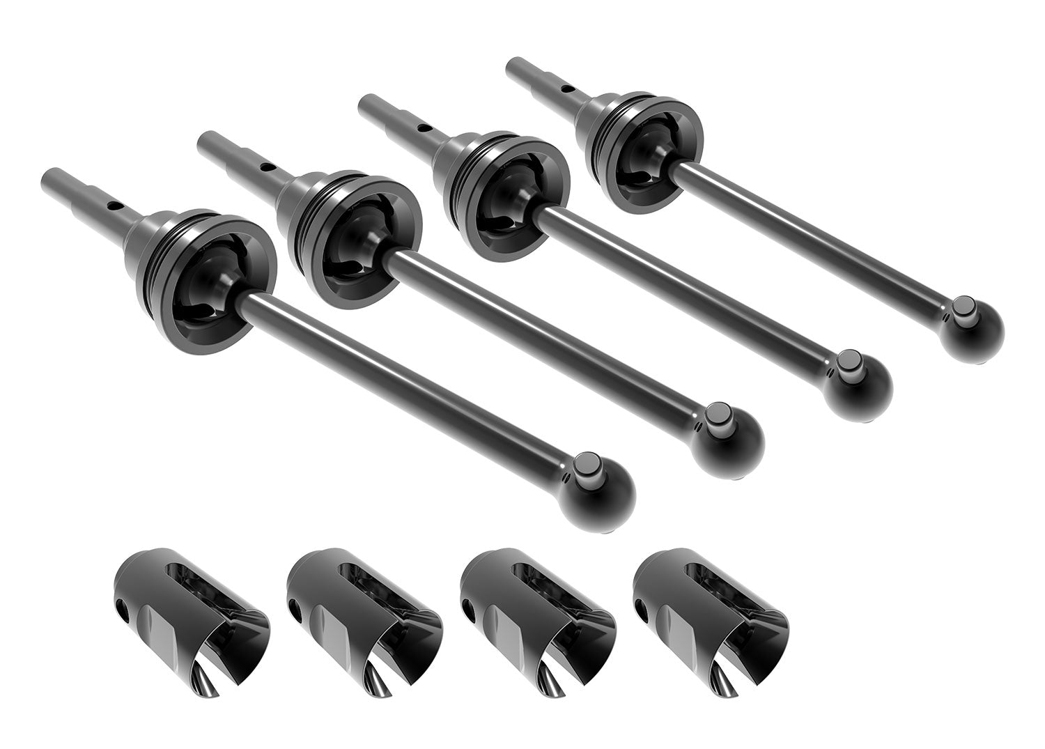 Traxxas Mini Maxx Steel CV Driveshaft Assemblies & Drive Cups (4) (10750X)
