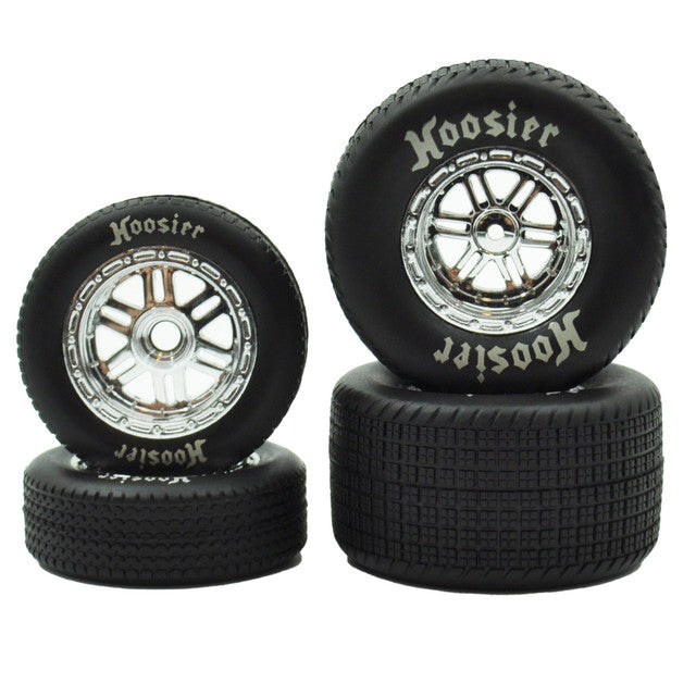 FR/RR Soft Tires & Chrome Wheels, Hoosier, 1/18 Sprint (4) (1RC5531)