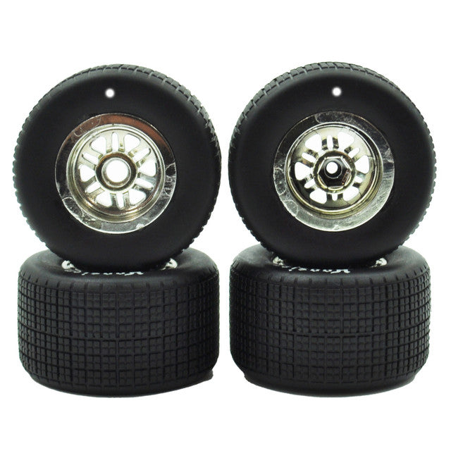 1RC FR/RR Soft Tires & Chrome Wheels, 1/18 LM (4) (1RC5542)