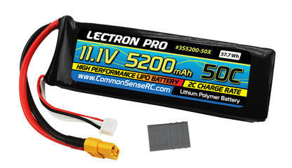 Lectron Pro 11.1V 5200mAh 50C Lipo Battery with XT60 Connector (3S5200-50X)