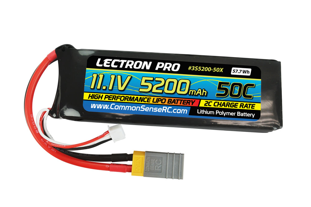 Lectron Pro 11.1V 5200mAh 50C Lipo Battery with XT60 Connector (3S5200-50X)