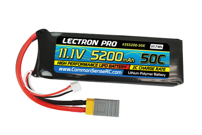 Lectron Pro 11.1V 5200mAh 50C Lipo Battery with XT60 Connector (3S5200-50X)