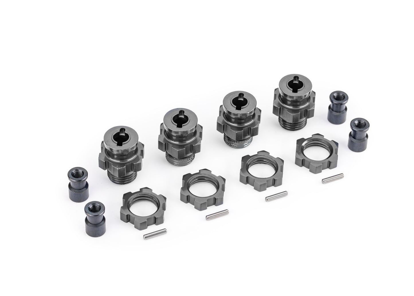 Traxxas  17 mm Gray Aluminum Splined Hubs w/ Nuts (4) (9086-GRAY)
