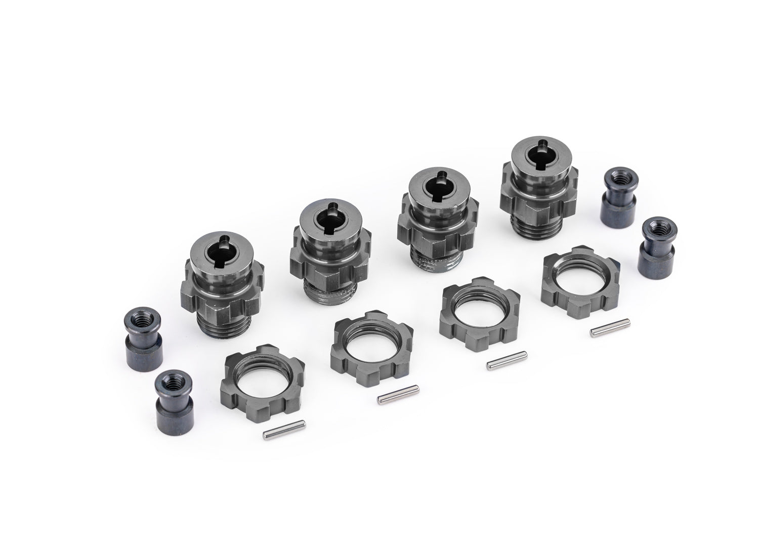 Traxxas  17 mm Gray Aluminum Splined Hubs w/ Nuts (4) (9086-GRAY)