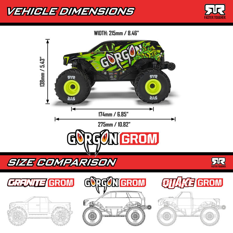 1/16 ARRMA GORGON GROM (Battery & Charger Included) (RED) (ARA2130T2)