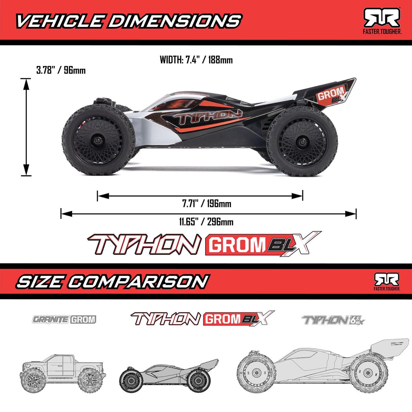 1/14 ARRMA TYPHON GROM DSC 223S (SILVER) (ARA2306T1)