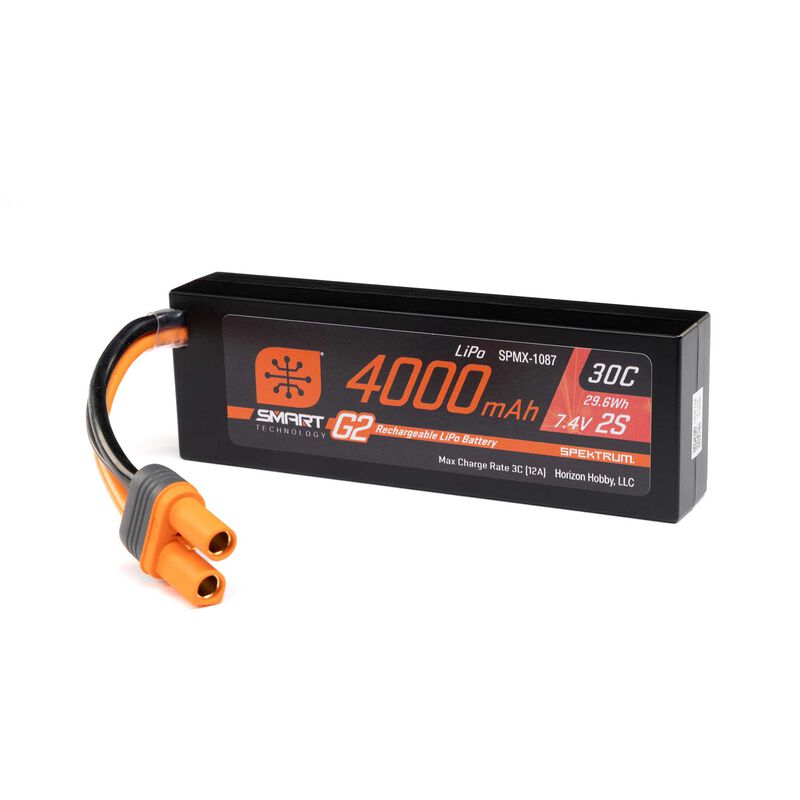 Spektrum 7.4V 4000mAh 2S 30C Smart G2 Hardcase LiPo Battery: IC5 (SPMX-1087)
