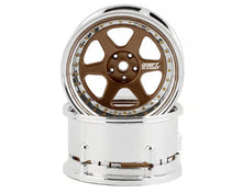 DS Racing Drift Element 6 Spoke Drift Wheels (Bronze & Chrome w/Gold Rivets) (2) (Adjustable Offset) w/12mm Hex (DSC-DE-222
