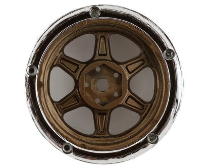 DS Racing Drift Element 6 Spoke Drift Wheels (Bronze & Chrome w/Gold Rivets) (2) (Adjustable Offset) w/12mm Hex (DSC-DE-222