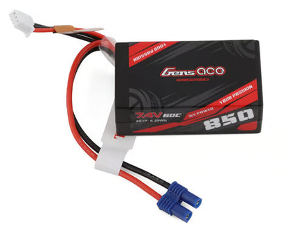 Gens Ace 2S LiPo Battery 60C (7.4V/850mAh) w/EC2 Connector (Losi Mini-B) (GEA8502S60E2)
