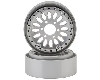 Reefs RC SHIELD 1.9" Beadlock Wheels w/Reef Hubs & Rings (Silver) (2) (REEFS204)