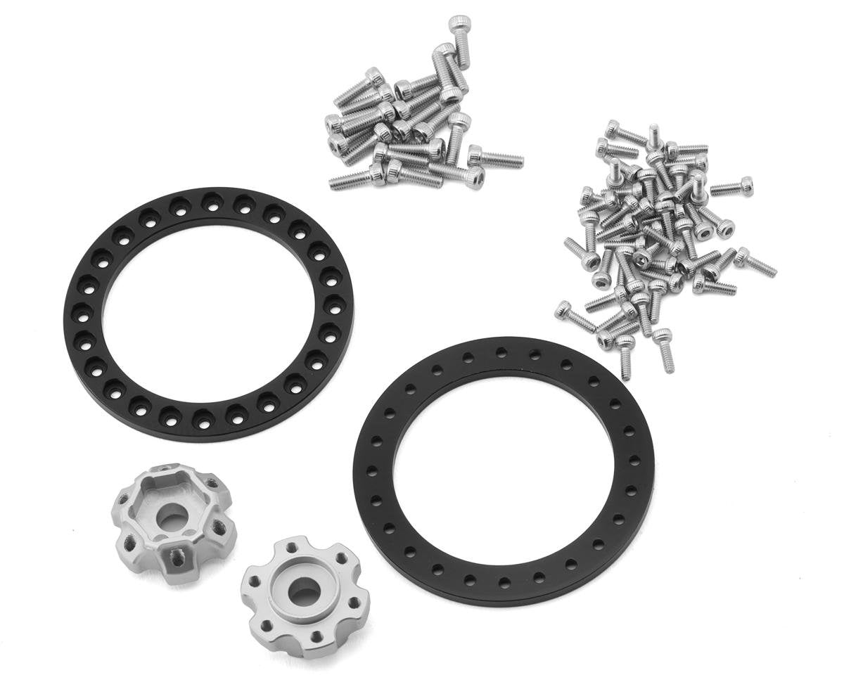 Reefs RC SHIELD 1.9" Beadlock Wheels w/Reef Hubs & Rings (Silver) (2) (REEFS204)