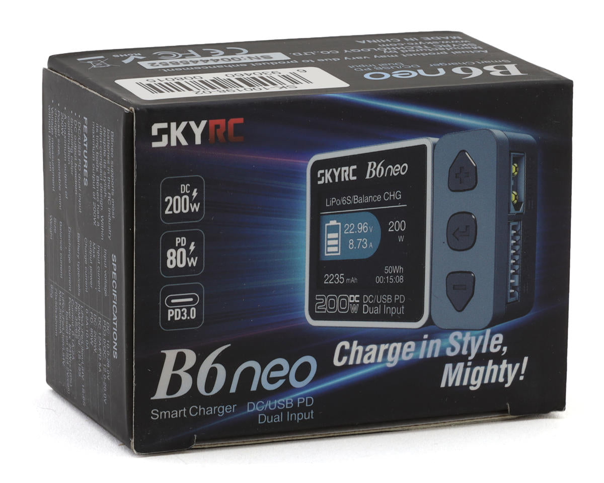 SkyRC B6Neo LiPo/LiHV/LiFe DC Battery Charger (6S/10A/200W) (Grey/Black) (SK-100198-02)