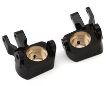 STRC SCX10 Pro CNC Brass Steering Knuckles (Black) (2) (67.5g) (STA232006BR)