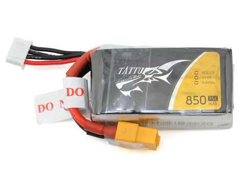 Tattu 3S LiPo Battery 75C (11.1V/850mAh) w/XT-60 Connector (TAA8503S75XT6)
